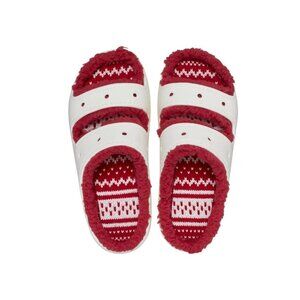 Crocs Classic Cozzzy Sandals Women 8 Men‎ 6 Fuzzy Slippers Holiday Sweater White